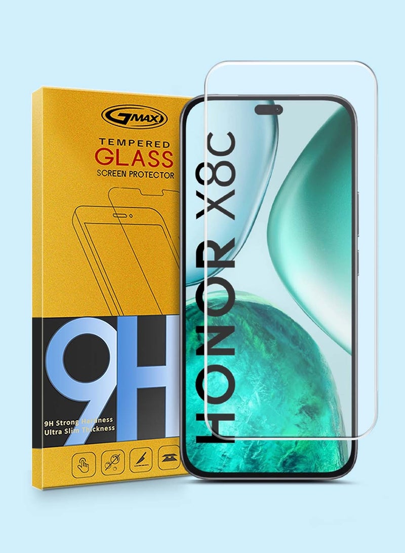 GMAX Honor X8c 4G 2025 GMAX Premium Series Curved Edges 9H 2.5D Tempered Glass Screen Protector - Clear - Image 1