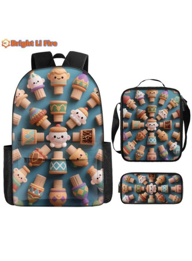 Bright Li Fire's new cute cartoon print, three-piece practical bag combination (students, children, friends outings, mountain climbing, etc. are available) - 107 - Image 1