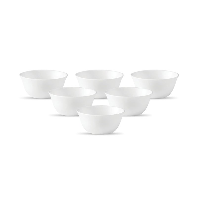 La Opala Diva Ivory Collection Opal Glass Vegetable Bowl Set 6 pcs Plain White - Image 1