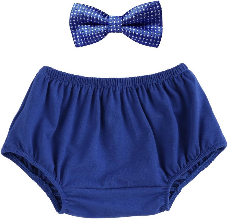 IWEMEK Baby Girl Boys 1st Birthday Cake Smash Outfit Diaper Cover Shorts Cotton Training Pants Bloomer Bow Tie Set Photoshoot - Image 1