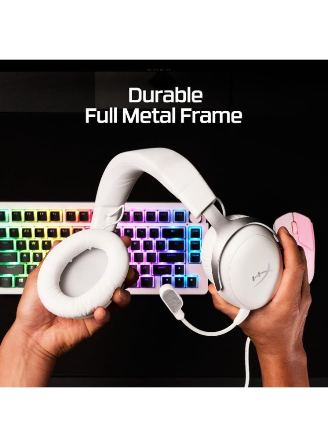 HyperX Cloud III – Wired Gaming Headset, PC, PS5, Xbox Series X|S, Angled 53mm Drivers, DTS, Memory Foam, Durable Frame, Ultra-Clear 10mm Mic, USB-C, USB-A, 3.5mm – White/BS7C1AA - Image 5