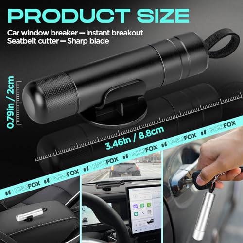 Milifox Car Window Breaker Seatbelt Cutter, 2 In1 Safety Hammer Car Glass Breaker Tool, Emergency Window Breaker for Car Under Water - Image 2