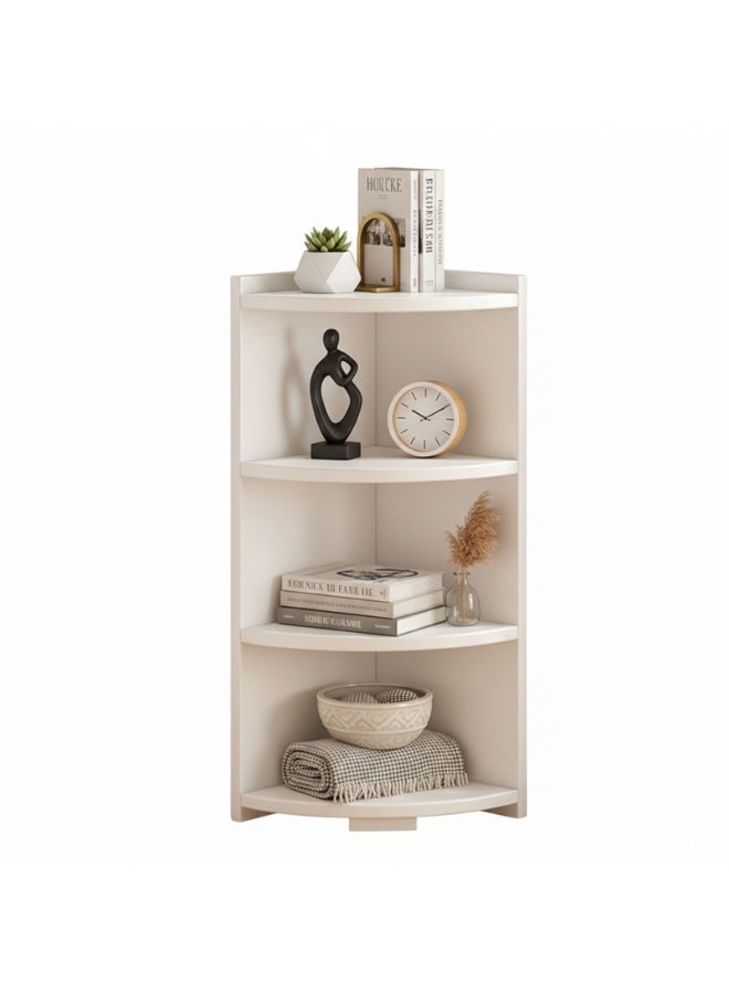 Sinyin 4 Tier Corner Shelf Bookcase, Modern Corner Storage Rack for Living Room, Bedroom and Bathroom, Space Saving Display Shelf Organizer for Books, Plants and Home Decor, White - Image 1