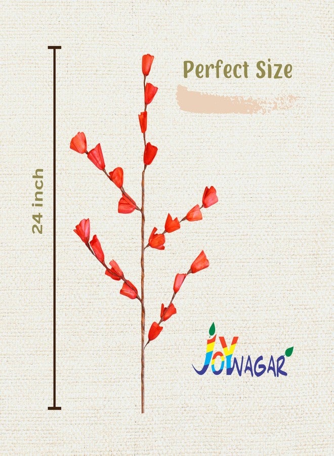 JOYNAGAR 10 قطع من عصي زهور الزنبق سولا الخشبية المصنوعة يدويًا من JOYNAGAR لتزيين المنزل والأعمال اليدوية (أحمر) - Image 3