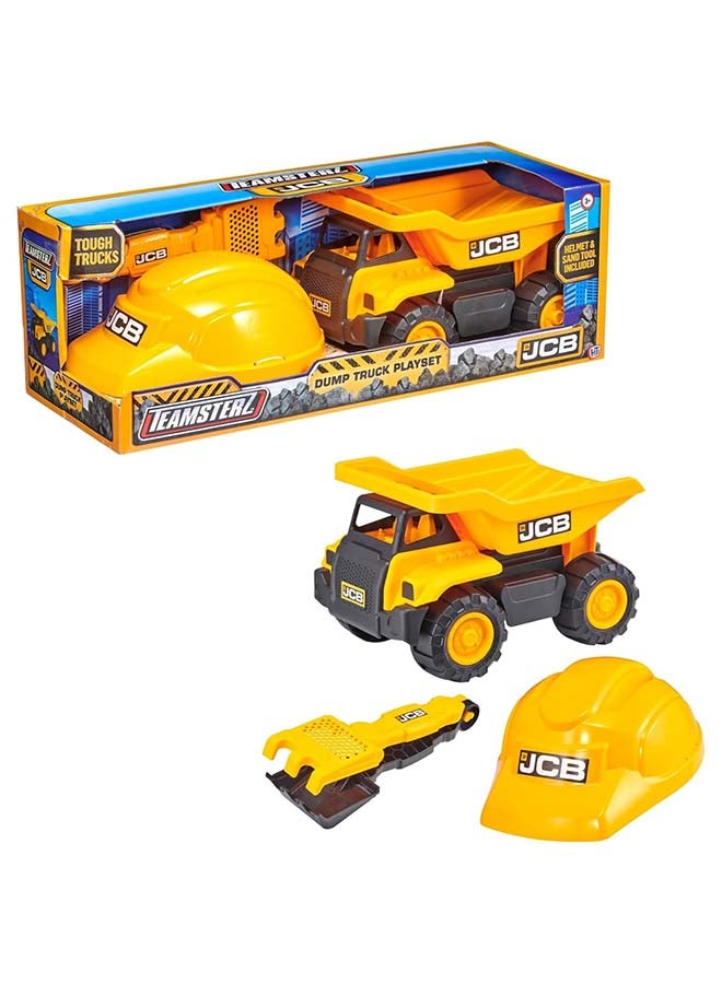 D-Power Teamsterz  JCB 10" Dump Truck Sand Tool and Helmet Playset | Construct the ultimate playtime | Design free-moving wheels for push-along fun | Suitable for children aged 3 + and above  - Image 3