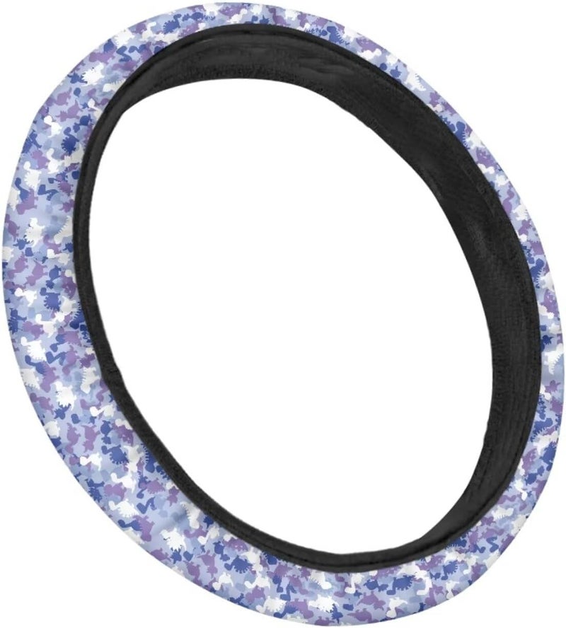 Camo Steering Wheel Cover, 15 Inch Stretchable Soft Cover, Universal Car Steering Wheel Wrap, Non-Slip Tactical Design (Blue Dinosaur Camo) - Image 3