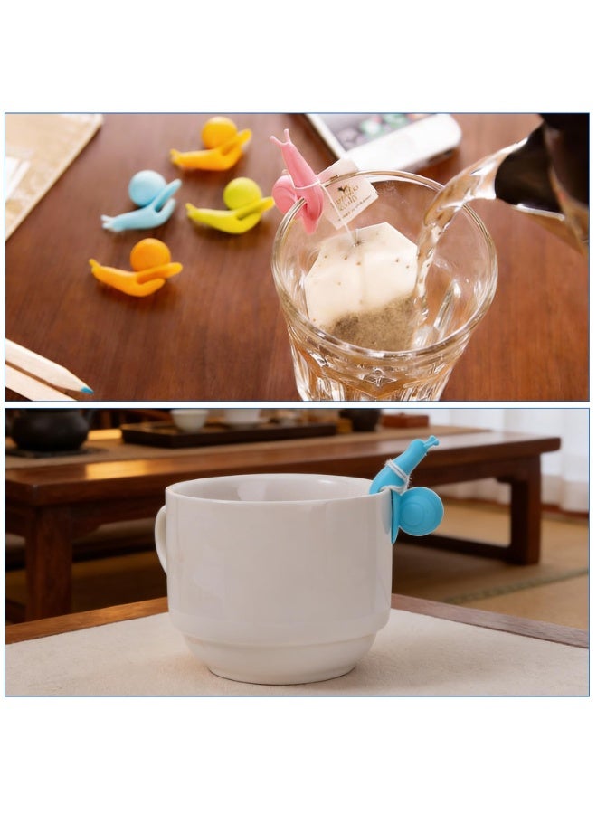 10-Pack Colorful Snail Silicone Tea Bag Holders Reusable Cup Edge Clips - Image 4