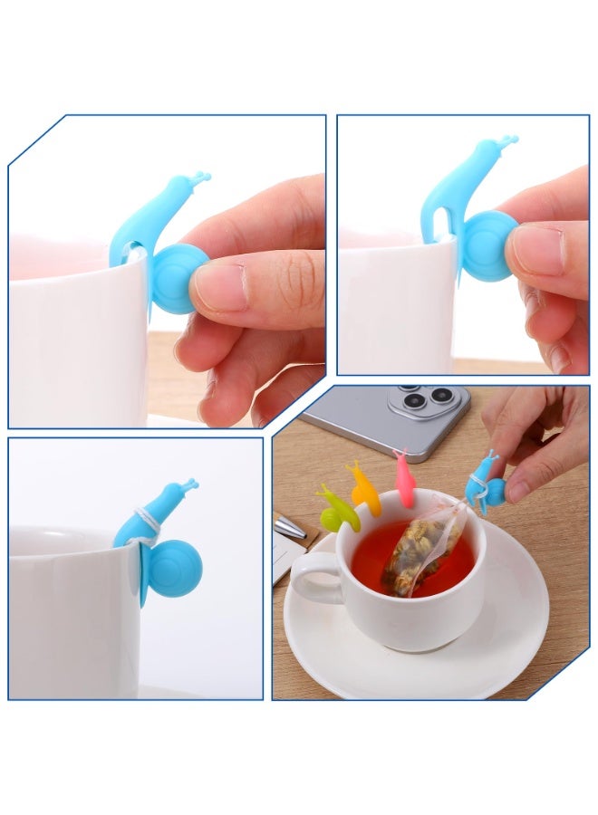 10-Pack Colorful Snail Silicone Tea Bag Holders Reusable Cup Edge Clips - Image 3