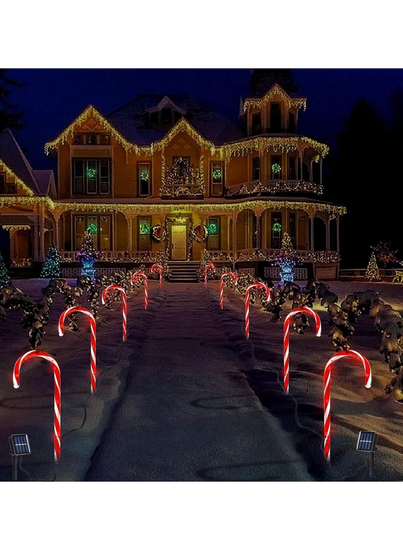 AUTOYSUR أضواء ممرات الكريسماس الشمسية، مصابيح قصب الحلوى الشمسية الخارجية المقاومة للماء، مصابيح المناظر الطبيعية، أضواء زينة الكريسماس للحديقة والفناء والشارع والحديقة وحفلات الزفاف، عبوة من 5 قطع - Image 2