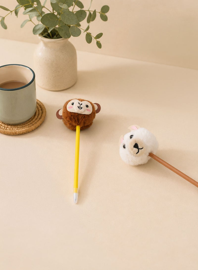 Midi Cute Animal Plush Top Ballpoint Pens - Image 1