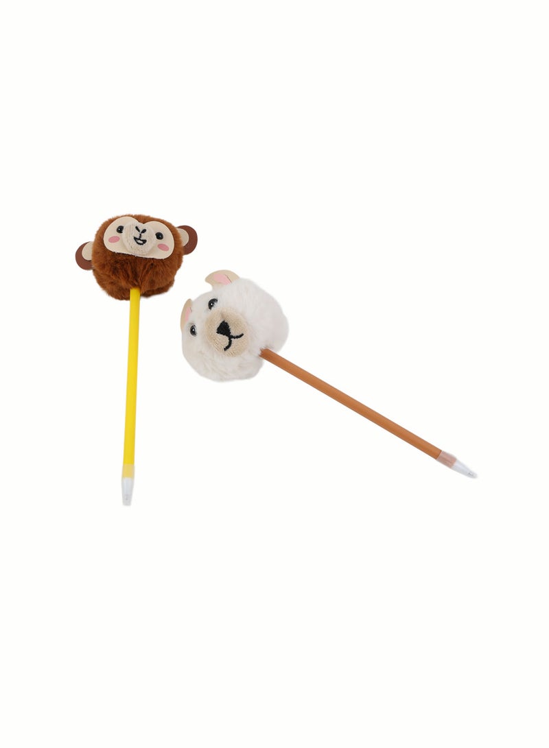 Midi Cute Animal Plush Top Ballpoint Pens - Image 2
