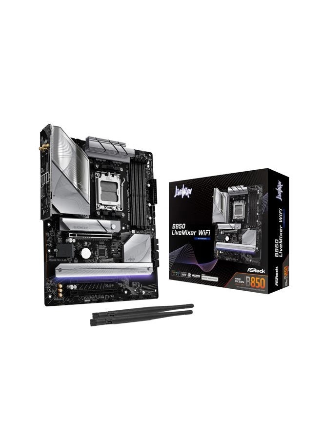 ASRock لوحة أم B850 LiveMixer WiFi معالج AMD Ryzen 9000/8000 / 7000 سلسلة (مقبس AM5) متوافقة مع DDR5 ATX - Image 1