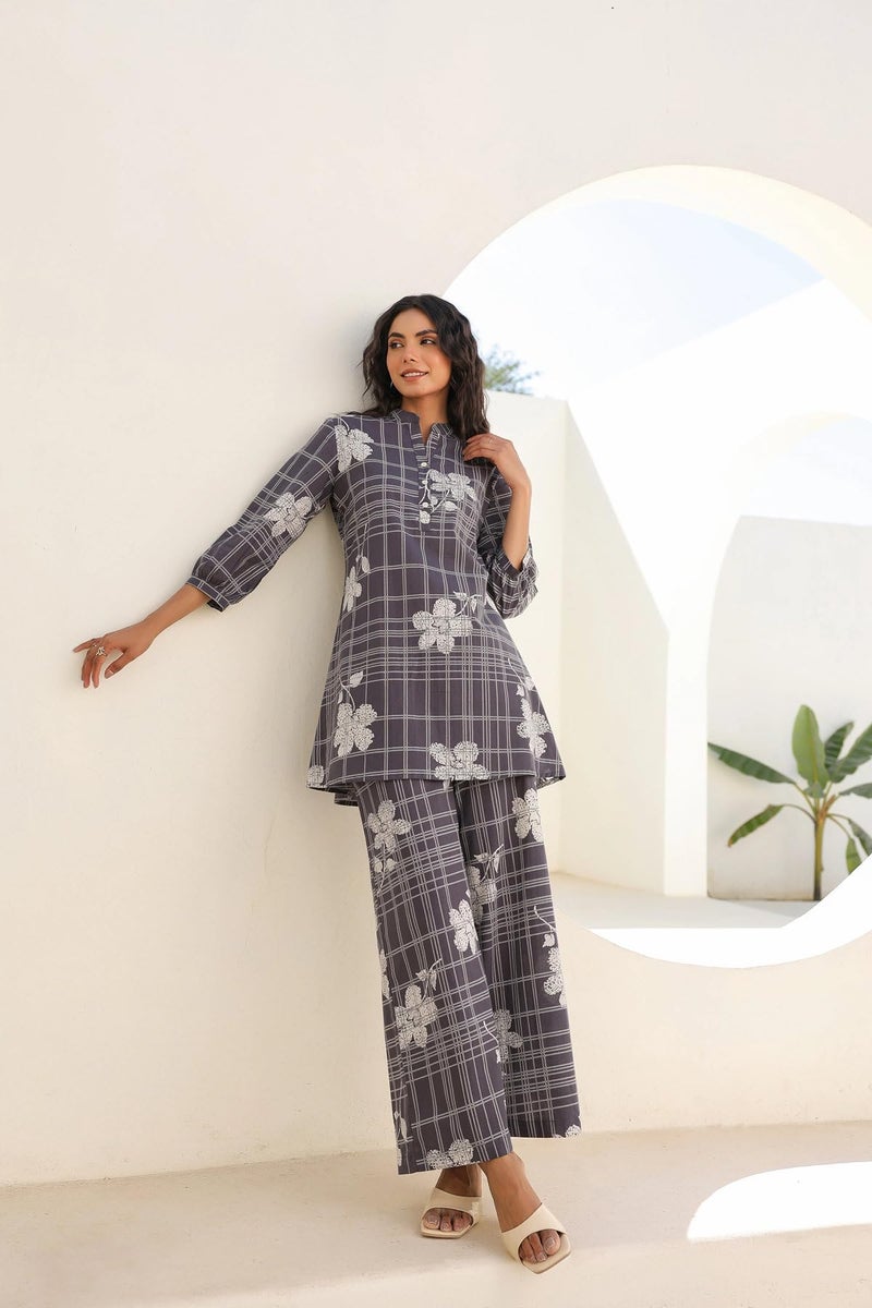 Kalaanj Kurta Set for Women || 2 pic co-ords Set for Women (KALSS25SP467_KB-Grey-2XL) - Image 5