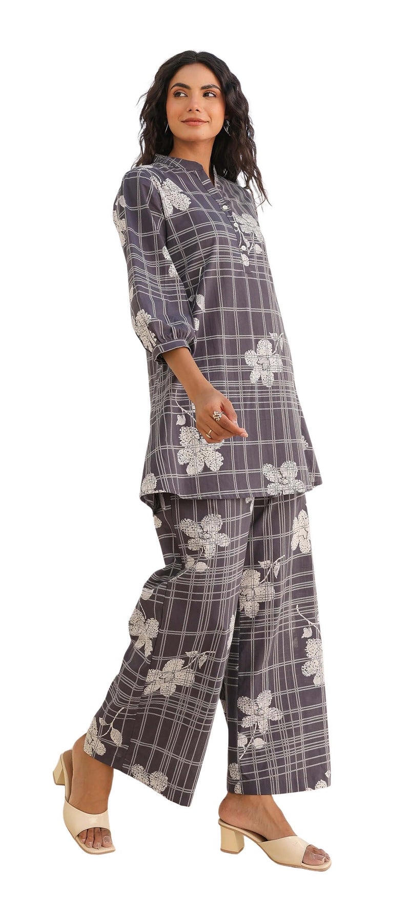 Kalaanj Kurta Set for Women || 2 pic co-ords Set for Women (KALSS25SP467_KB-Grey-2XL) - Image 1