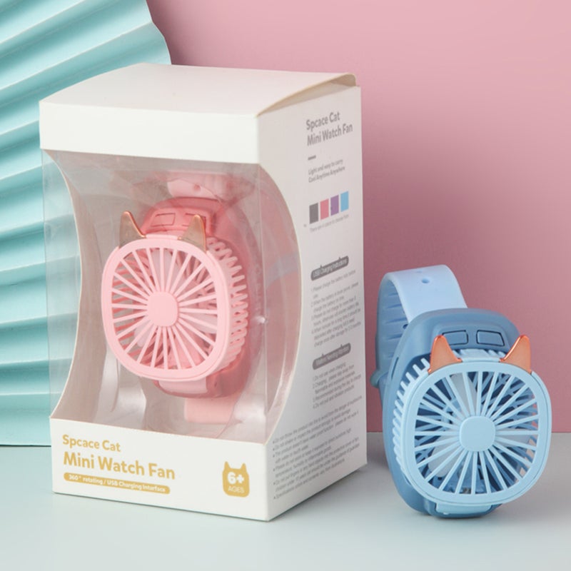 Electric Portable Mini Watch Fan USB Charging Air Cooling Fan Removable Desktop Fan With Colorful Lights 3 Speeds for Kids - Image 4