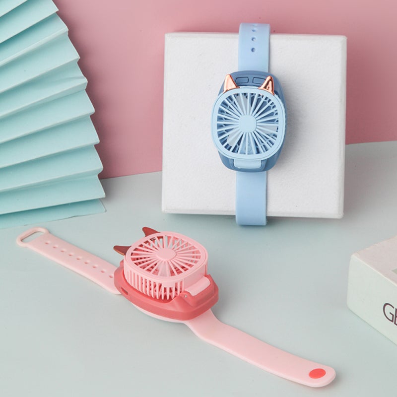 Electric Portable Mini Watch Fan USB Charging Air Cooling Fan Removable Desktop Fan With Colorful Lights 3 Speeds for Kids - Image 3