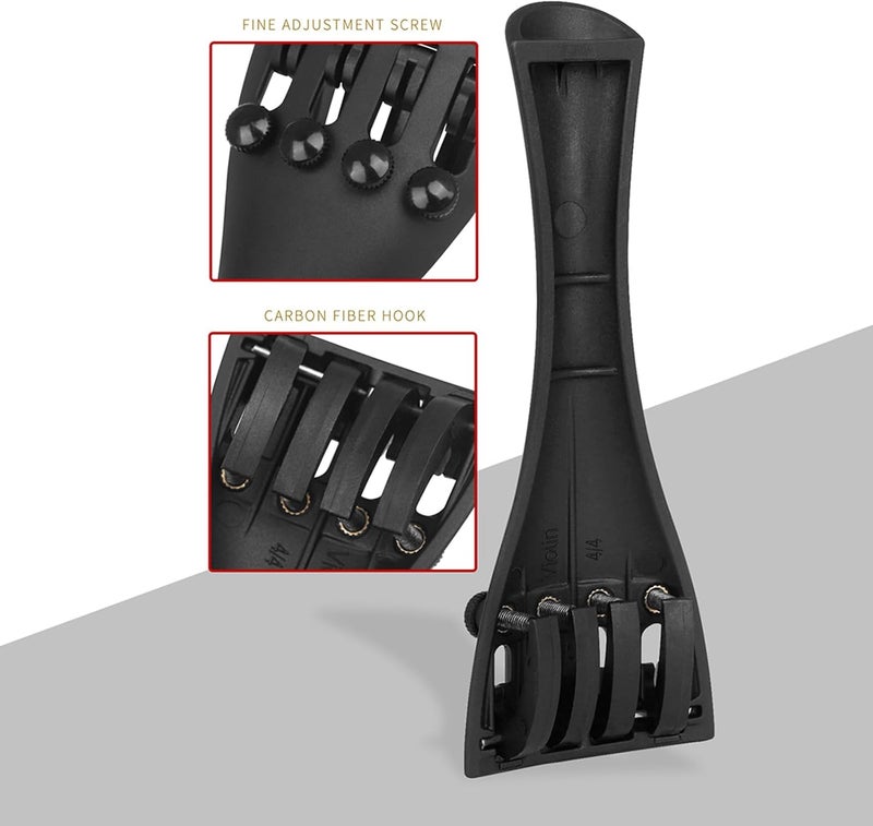 3/4 4/4 Violin Tailpiece With 4 Fine Tuners Carbon Fiber Violin Fiddle Tailpiece Violin Accessories Easy To Use - Image 2