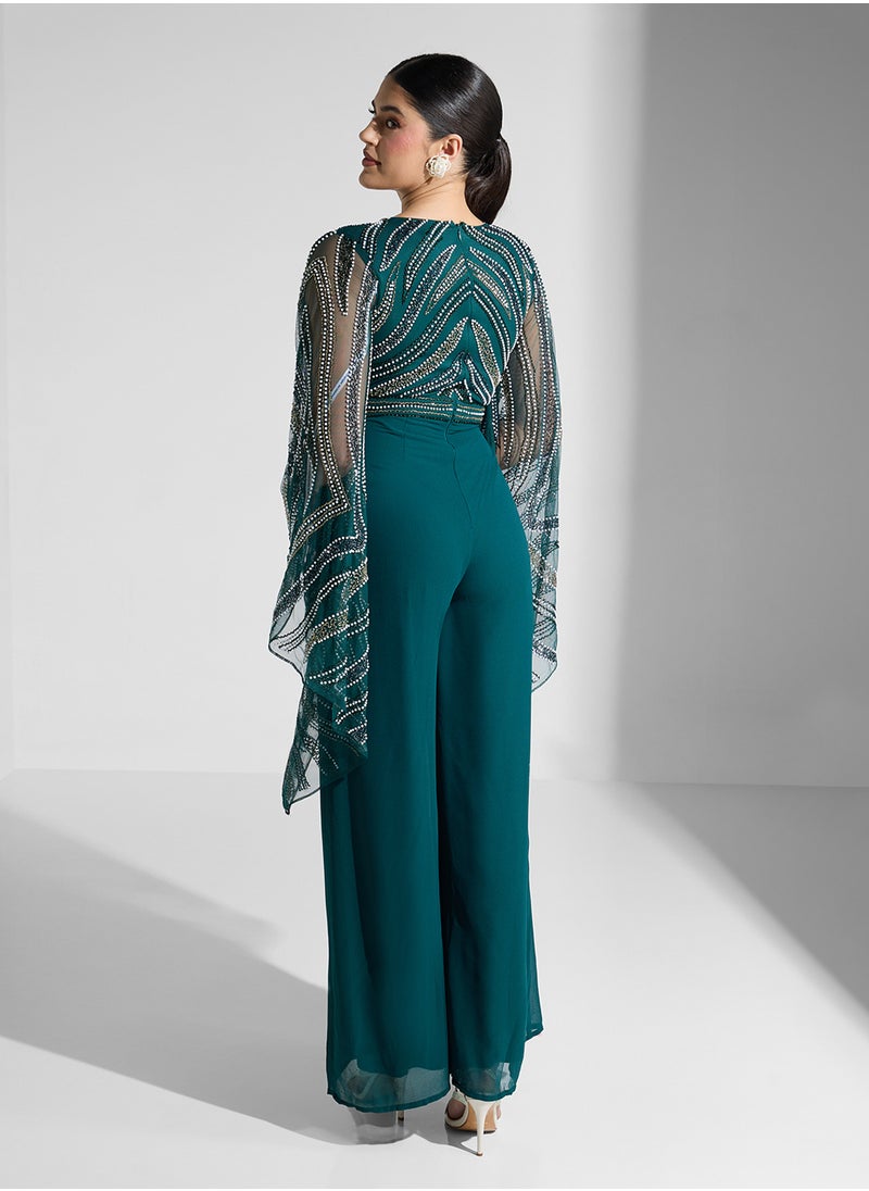 Amelia Rose Embellished Batwing Sleeves Jumpsuit  - Image 2
