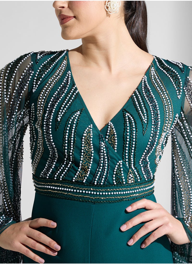 Amelia Rose Embellished Batwing Sleeves Jumpsuit  - Image 3