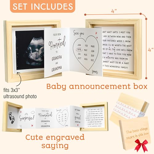 97 Decor Grandparents Baby Announcement Gift - Pregnancy Reveal Ideas, New Surprise, Sonogram Picture Wooden Keepsake Box - Image 2