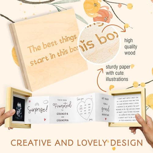 97 Decor Grandparents Baby Announcement Gift - Pregnancy Reveal Ideas, New Surprise, Sonogram Picture Wooden Keepsake Box - Image 4