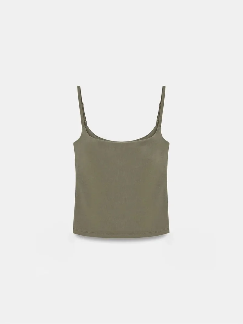 ديلفين DILVIN Slim Fit Square Neck Sleeveless Blouse