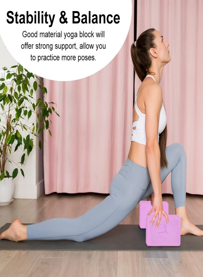 RETON Yoga Blocks Set, High - Density Yoga Block with 2 Strap, Lightweight Foam Brick Yoga Pilates Blocks, Anti-Slip Yoga Brick with Embossed Design for Posture Adjustment and Movement Assistance (Pink) - Image 5