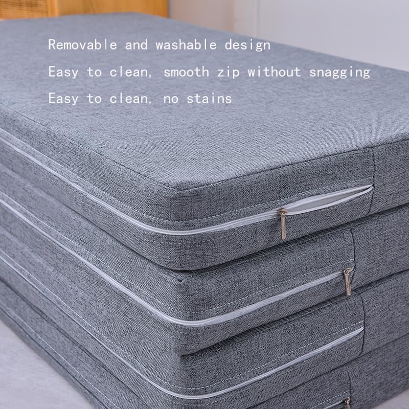Four-fold Mattress with Memory Foam, Foldable Bed Mattress with Washable Cover, Non-Slip Bottom Camping Floor Mattress Guest Bed for Camping, 200 x 90 x 5cm (Grey) - Image 3