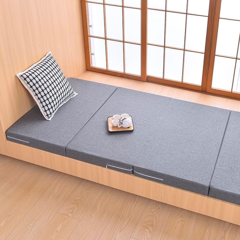 Four-fold Mattress with Memory Foam, Foldable Bed Mattress with Washable Cover, Non-Slip Bottom Camping Floor Mattress Guest Bed for Camping, 200 x 90 x 5cm (Grey) - Image 4