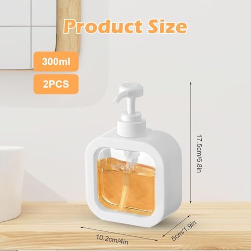 Emoh Roced Hand wash Dispenser Bottle Refillable Soap Dispenser for Bathroom Kitchen Hand Soap Dish Soap Shower Gel Shampoo Lotion Liquid Dispenser Empty Bottle Pack of 1 (White) - Image 5
