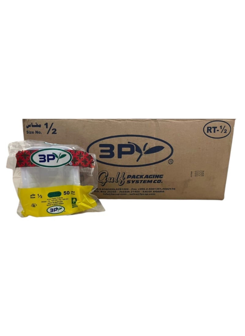 3P Carton of plastic plates, number ½ rectangular, 50 plates * 30 packs/1500 plates 