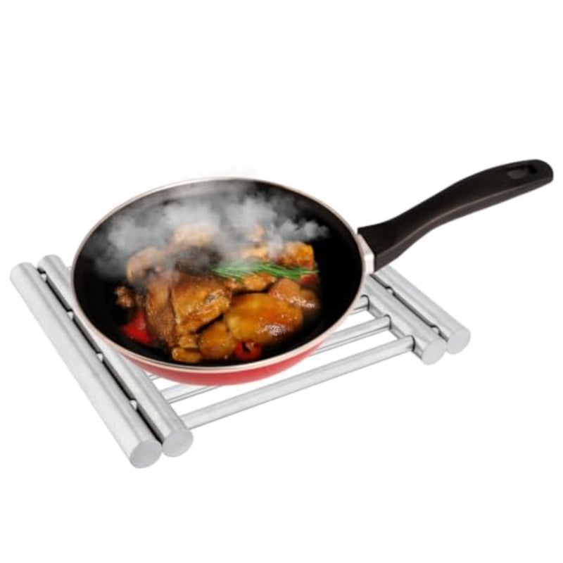 Stainless Steel Extendable Coaster, Hot Pot Placement Trivet, 22 to 37cm for Home Kitchen Dining Table, More Than Two Pots, Table Mat Kitchen Dining Tableware Accessories - Image 1