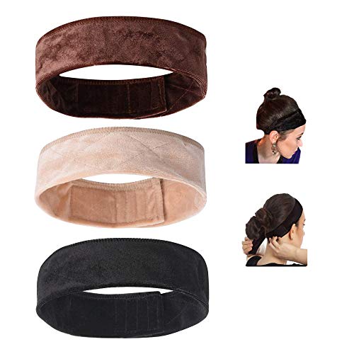 sansheng 3 Pack Wig Grip Band，Velvet Headband Scarf Head Hair Band Extra Hold Wig Adjustable Fastern,Stretch Cotton headband（3 colors） - Image 1