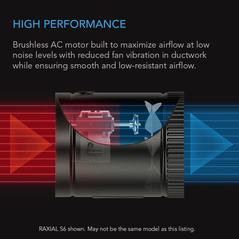 AC Infinity RAXIAL S8, Inline Booster Duct Fan 8” with Speed Controller - Low Noise Inline HVAC Blower Can Fan for Basements, Bathrooms, Kitchens, Workshops - Image 4