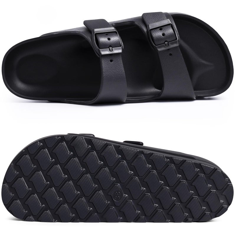 Goosecret Women's Platform Sandals with Arch Support Chunky Lightweight Foam Slip on Slides Comfortable Summer Beach Sandals with Adjustable Buckle Black, 38(size 7.5) - Image 3