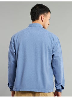 Beyoung Blue Overdyed Zipper Shacket  - Image 2