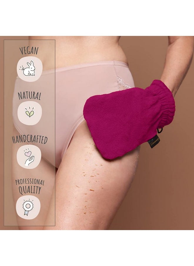 LE GANT RENAISSANCE - Renaissance Glove A Body Exfoliating Mitt With Face Scrubbing Accessory By Daniele Henkel Vegan More Effective & Resistant Than A Loofah Brush Or Scrub Sponge Bath 100% Natural (Royal Magenta) - Image 1