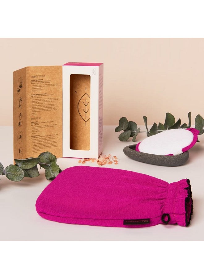 LE GANT RENAISSANCE - Renaissance Glove A Body Exfoliating Mitt With Face Scrubbing Accessory By Daniele Henkel Vegan More Effective & Resistant Than A Loofah Brush Or Scrub Sponge Bath 100% Natural (Royal Magenta) - Image 1