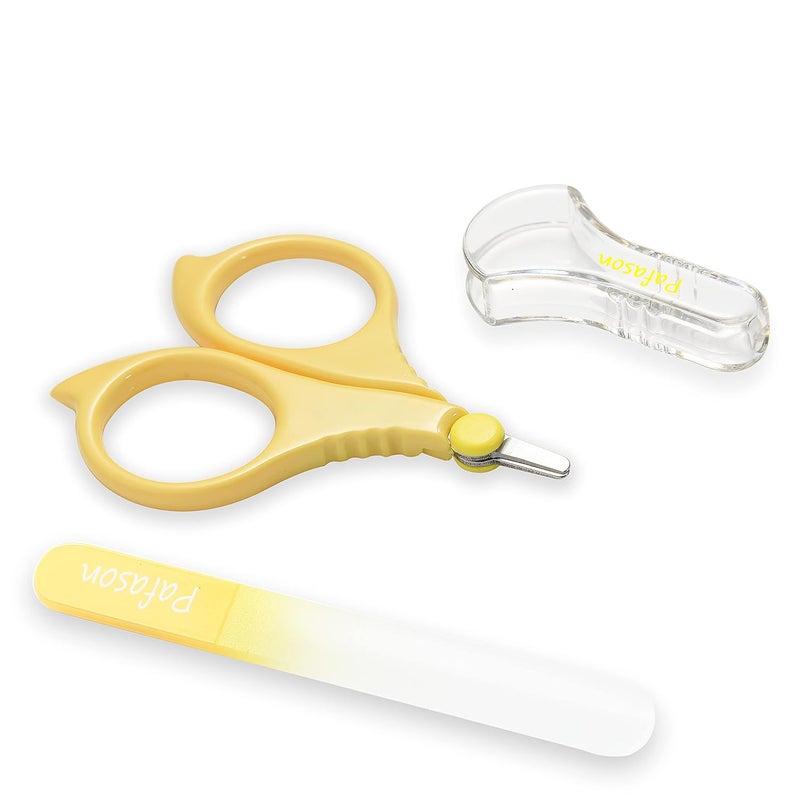 Pafason Baby Round Tip Safety Manicure Nail Scissors and Baby Glass Nail File Set, Stainless Steel, Czech Float Glass, Ideal for Infant, Newborns, Babies Toddlers - Image 1