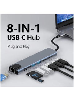 SMART SOURCE Type-C To HDTV 8 in 1 USB Hub Multiport Adapter with 4K HDMI, PD Power Delivery, USB-C, Ethernet, 2 USB, SD/TF Card Reader Compatible with Mac Book Pro XPS and More Type C Devices  - Image 3