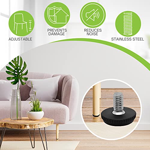 Project Patio 5/16-18 Stainless Steel Adjustable Furniture Levelers and Threaded Screw-in Leveling Feet Glides for Table and Chair Legs - 16-Pack - Image 5