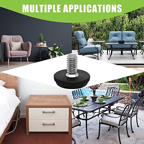 Project Patio 5/16-18 Stainless Steel Adjustable Furniture Levelers and Threaded Screw-in Leveling Feet Glides for Table and Chair Legs - 16-Pack - Image 4