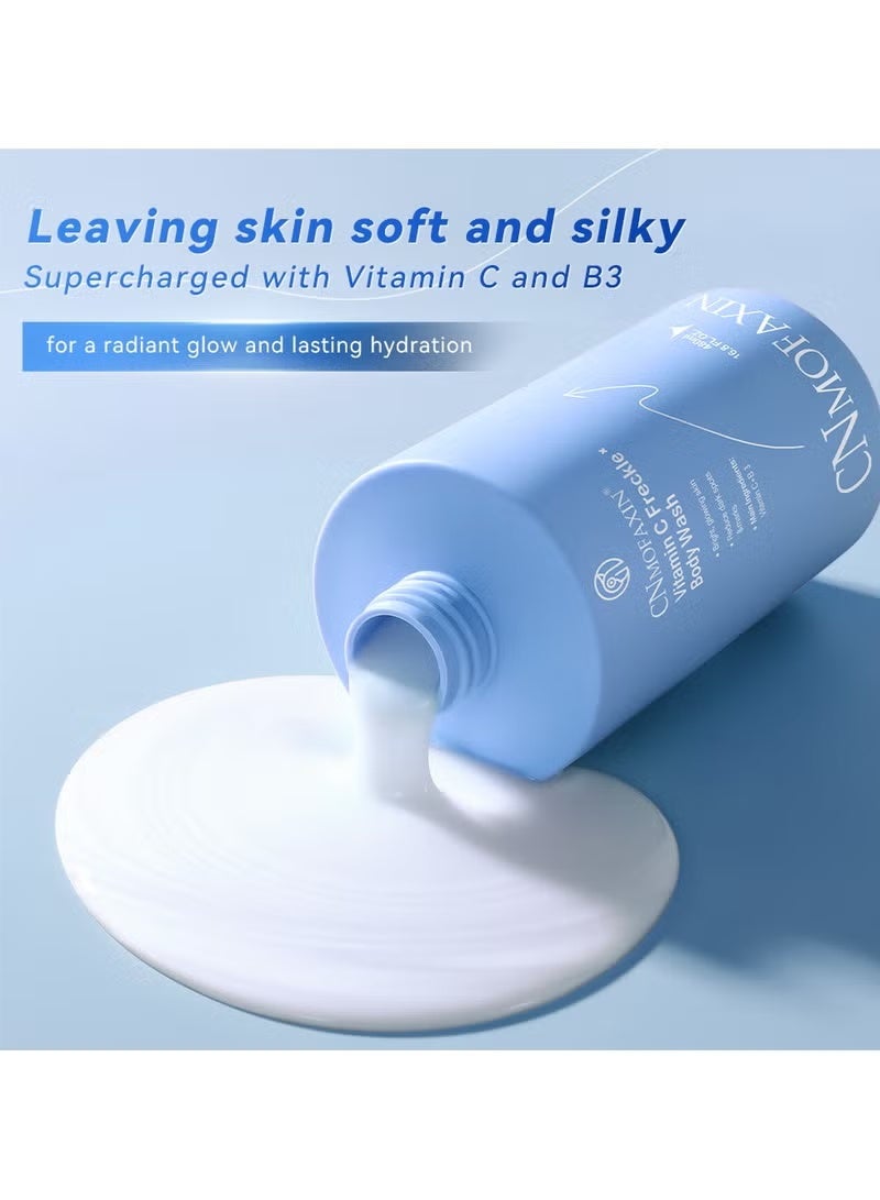 CNMOFAXIN غسول الجسم بفيتامين سي المشرق (480 مل × 2 عبوة) – جل استحمام لبشرة ناعمة ومتألقة، منظف مرطب ومغذي للجسم مع فيتامين سي + ب3 – تقنية عطر الميكروكبسولة – عضوي وصديق للبشرة - Image 3