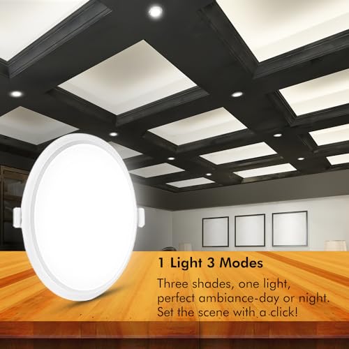 wipro ABS Garnet 10W Wave CCT RoundPanel, Colour Changing Ceiling Lights, LED Panel Light with Rimless Sleek Design, Recessed Downlighter for False Ceiling, 150x150mm, Pack of 1, White - Image 2