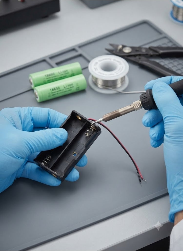 KNP 2-Way 18650 Battery Holder, Wired Connection for 3.7V Batteries - Image 3