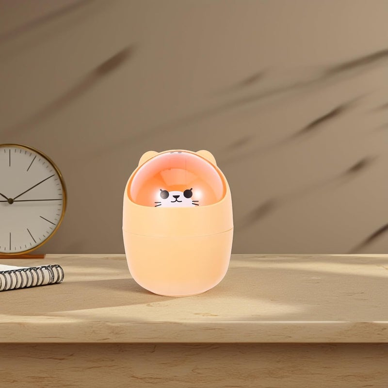 Mini Desktop Trash Can with Swing Lid, Cute Animal Plastic Garbage Bin for Office, Kitchen, Bathroom, Small Compact Wastebasket for Desk Organization - Image 5