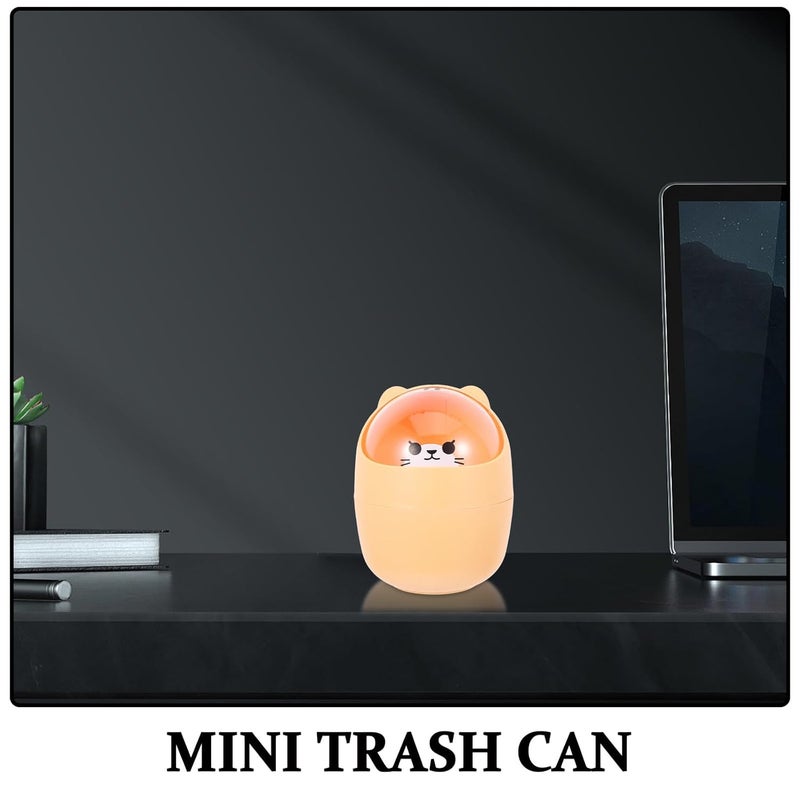 Mini Desktop Trash Can with Swing Lid, Cute Animal Plastic Garbage Bin for Office, Kitchen, Bathroom, Small Compact Wastebasket for Desk Organization - Image 3