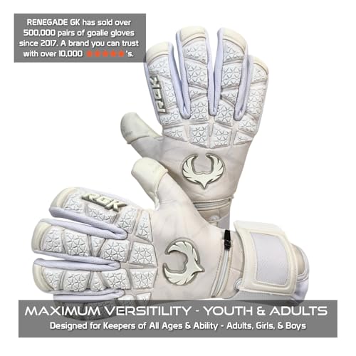 Renegade GK Limited Edition Rogue Blizzard Goalie Gloves with Finger Savers 4mm Giga Grip White Soccer Goalkeeper Gloves Size 8 YouthAdult Neg Cut Level 4 - Image 3