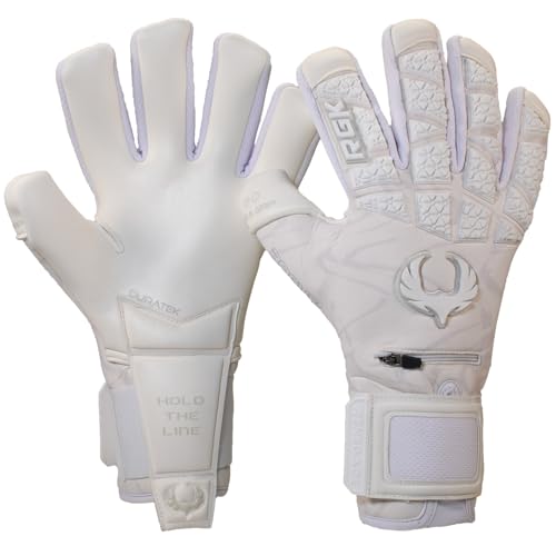 Renegade GK Limited Edition Rogue Blizzard Goalie Gloves with Finger Savers 4mm Giga Grip White Soccer Goalkeeper Gloves Size 8 YouthAdult Neg Cut Level 4 - Image 1