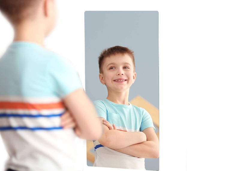 Q-BICS QBICS Kids Safe Acrylic Real Mirror NonGlass  AR Coating 15inch x 235 inch x 3 mm Peel Off Protective Cover Sheet Round Corners No Worries of Braking Glass 